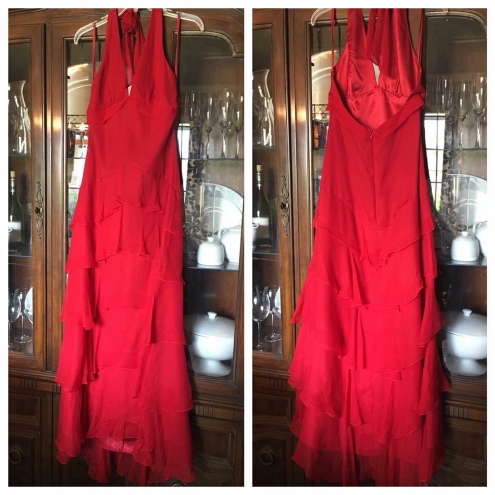 BCBG Maxazria Red Chiffon Gown